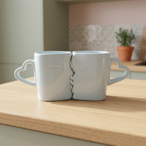 Ensemble de tasses à café en porcelaine en forme de cœur, design unique, classique, créatif, pour couple, avec logo et couleur personnalisés - Cadeau promotionnel - Product Image 2