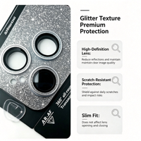 Protection d'objectif photo intégrale électroplaquée AR AF en métal scintillant pour iPhone 18 Pro, 17 Pro, 18 Pro Max, 17 Pro Max