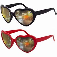 Lunettes de diffraction nocturne pour les occasions de remise des diplômes Lunettes de soleil en forme de coeur pour femmes avec lumières changeantes de couleur Mode