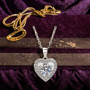 Collier pendentif en argent sterling et moissanite pour femme, design rond simple, bijoux tendance - Product Image 2