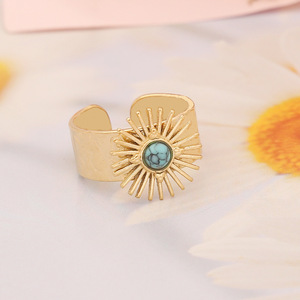 European and American Popular Ornament <b>Turquoise</b> Stainless Steel <b>Ring</b> Fashion Women's <b>Ring</b> Ornament Wholesale - Product Image 6