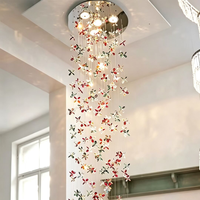 Nouveau style de lustre LED en acier inoxydable et cristal, suspension longue pour salon, hôtel, escalier, villa, halls ouverts