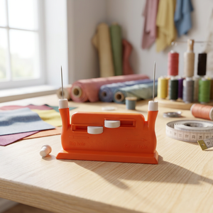 Enfile-aiguille automatique AA0190 | Enfile-aiguille automatique en plastique, accessoire de couture, forme carrée orange, pratique pour la couture - Product Image 3