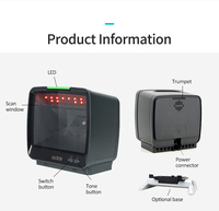Escáner de Código de Barras Omnidireccional 2D de Escritorio SYBLE XB-8809H con Soporte, Lector de Códigos QR con Cable