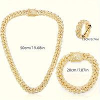 Ensemble de 5 montres de luxe pour hommes, serties de pierres, avec collier chaîne cubaine en or, bracelet, bague et pendentif croix – Montres tendance pour hommes