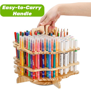 Wooden Rotatable <b>Pen</b> Holder Solid Wood <b>Multi</b> Functional Display Rack For <b>Pens</b> Makeup Brushes 26.1x27.9cm - Product Image 4