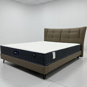 Modern King-Size Double Genuine Leather Adjustable Height Eco-Friendly Soft <strong>Bed</strong> <strong>Pine</strong> Wood <strong>Frame</strong> Minimalist Design - Product Image 2