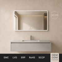 Miroir LED Joystar 32x24 pouces, éclairage doux rétroéclairé, coins arrondis, sécurité IP44, interrupteur tactile, idéal pour double vasque d'hôtel