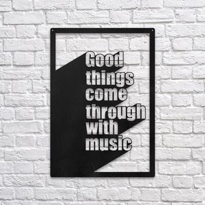 Las cosas buenas vienen con tipografía musical Cita Arte de pared de metal para la entrada del dormitorio o el espacio de trabajo del proveedor indio - Product Image 5