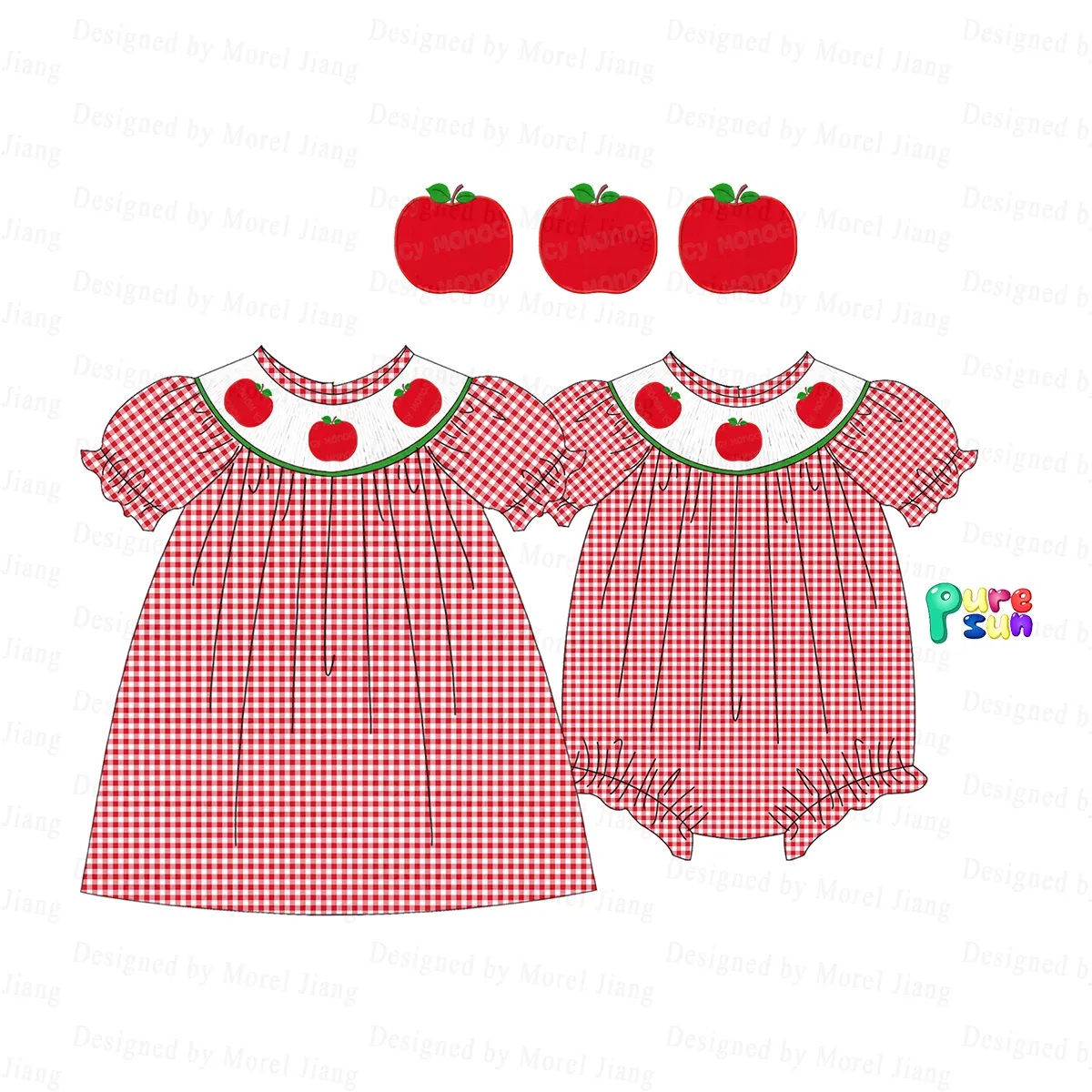 Puresun 2024 Babymeisje Terug Naar School Outfits Populaire Casual Gesmokte Kleding Met Ademende Functie Oem Service Beschikbaar