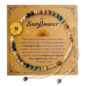 Braccialetto Artigianale Intrecciato Girasole con Pietre Naturali, Gioiello Regolabile, Regalo Ispirazionale per Mamma e <span class=keywords><strong>Zia</strong></span> - Product Image 2