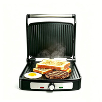 Grill électrique portable double face antiadhésif 1600W, double tension 110V/220V, avec contrôle de température et bac de récupération des graisses, pour extérieur