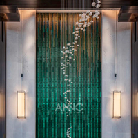Lustre moderne en verre à branches avec boules de verre, éclairage LED personnalisé pour maison duplex