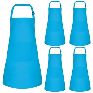 Babero ajustable para niños, 5/10/20 piezas, con 2 bolsillos, para niños y niñas, para manualidades, cocina, dibujo, pintura, repostería (5 verdes) - Product Image 1