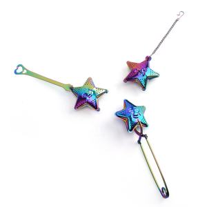 Riutilizzabile Forma di Stella di Titanio Placcato All'ingrosso In Acciaio Inox Infusi di Tè con il Sorriso - Product Image 1