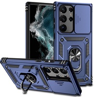 Étui hybride antichoc pour Samsung S25 Ultra Plus S24 S23 S22, pour Samsung 24, avec anneau et protection coulissante pour l'appareil photo