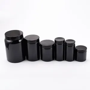 Plastic Jar And Lid Custom Round Black Plastic Jars With Lids PET Container For Food Protein Powder Cans Travel Plastic PET Bottle Storage Jars