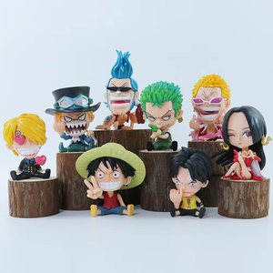 8 stili 10CM statuetta statue seduta Luffy Zoro Nami Ace Boa Doflamingo Sabo Franky 0ne pezzo Figura PVC Anime Figure giocattoli - Product Image 1