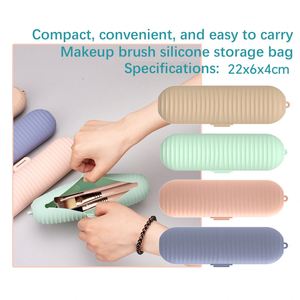 Custom Logo Small Silicone <b>Makeup</b> Brush Holder With Eye-Shaped Bag <b>Case</b> Trendy Cosmetic Pouch for Travel Light Usage - Product Image 3