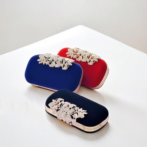 European and American Style Rhinestone Leaf Design Velvet Bag Evening Clutch Dress Bag Cheongsam Crossbody Bag for Women - Product Image 2
