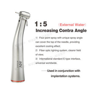 Minno Pieza de mano dental de alta velocidad, turbina curva de acero inoxidable plateada, 180g, canal de agua externo - Product Image 3