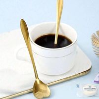 Ensemble de cuillères en forme de cœur pour la table de cuisine, en acier inoxydable plaqué or, finition miroir écologique, manche court, pour café, dessert, thé