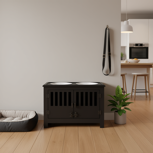 Armoire de rangement pour nourriture pour chien avec gamelles, style classique en bois, station d'alimentation pour animaux de compagnie - Product Image 2