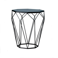 Table de chevet de café en fil de métal noir, vente en gros, pour jardin, intérieur et extérieur