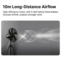 Ventilateur sur pied oscillant à 5 pales métalliques de 16 pouces, électrique, économe en énergie, silencieux, hauteur réglable, vente directe usine