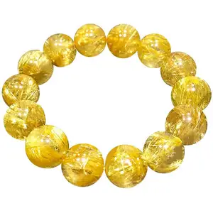 Groothandel Hoge Kwaliteit Bruiloft Decoratie Gold Rutielkwarts Healing Crystal Armbanden