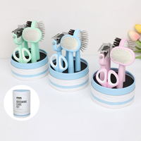 Vente en gros d'accessoires polyvalents pour animaux de compagnie Kit simple de cinq pièces comprenant un outil de nettoyage pour chat Ciseaux pour animaux de compagnie Épilateur pour chien en plastique