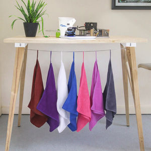 ผ้าไมโครไฟเบอร์ถักนิตติ้งสีทึบผ้าเช็ดมือแห้งเร็วสำหรับล้างรถพร้อมโลโก้ที่กำหนดเอง - Product Image 2