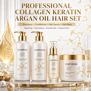 Shampooing et après-shampoing professionnels à base de collagène organique, kératine et huile d'argan, ensemble réparateur pour cheveux, prix d'usine, vente en gros - Product Image 1