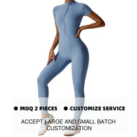 Vente en gros de vêtements de sport Combinaison avec fermeture éclair sur le devant Salopette de yoga une pièce pour femmes Danse active Combinaisons de fitness pour entraînement de gymnastique