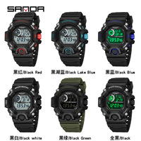 Montre de sport SANDA 326 pour homme, alarme hebdomadaire, chronomètre, affichage numérique LED avec rétroéclairage, montre étanche pour homme