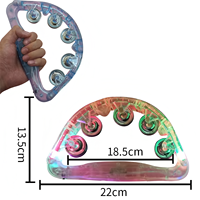 LED Glow Tambourine Noise Maker Light up Large Handheld Musical Flashing Bells Tamborines Percussion Instrument Birthday Gift