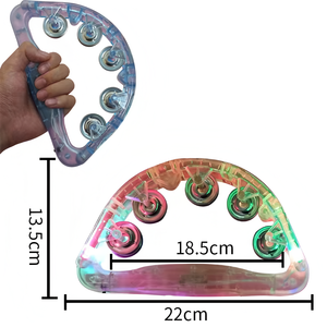 Pandereta que brilla con LED, fabricante de ruido, iluminada, campanas intermitentes musicales de mano grandes, <span class=keywords><strong>tamborines</strong></span>, <span class=keywords><strong>instrumento</strong></span> de percusión, regalo de cumpleaños - Product Image 2