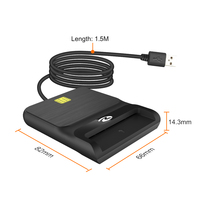 ZOWEETEK USB 2.0 lecteur de carte à puce rapide graveur faible quantité minimale de commande ISO 7816 CAC IC puce d'identification pour ATM et lecture de carte de crédit Compatible avec PC