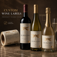 Etiquetas Personalizadas para Botellas de Vino, Adhesivos en Rollo con Relieve en Dorado, Resistentes al Agua, Proveedor de Impresión de Etiquetas de Lujo para Empaques de Viñedos