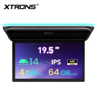 Reproductor Multimedia para Techo de Auto XTRONS de 19.5 Pulgadas con Pantalla Abatible, Android 14, Octa Core, 4+64GB, Compatible con Video 4K UHD, Pantalla IPS, Entrada HD