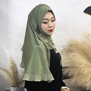 Meilleure vente à la mode malaisienne arabe polyester froissé mousseline de soie Abaya femmes Hijab écharpe robe musulmane élégant ethnique Bandana - Product Image 1