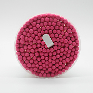 200 pièces de cotons-tiges en papier rouge rose de qualité supérieure, à double embout (rond et spiralé), écologiques, avec conteneur rond - Product Image 3