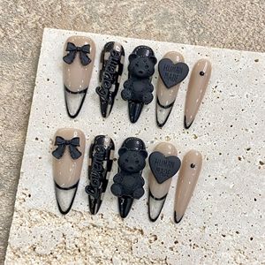<span class=keywords><strong>Uñas</strong></span> Acrílicas 3D Hechas a Mano, <span class=keywords><strong>Uñas</strong></span> Postizas Stiletto Medianas, 10 Piezas, <span class=keywords><strong>Uñas</strong></span> Artificiales de Gel Suave - Product Image 1