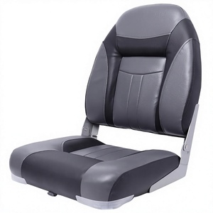 Deluxe Hochlehner Klappbarer Angelbootsitz Grau/Schwarz mit Dicker Polsterung, Aluminium-Scharnier, Universelle 5x5 Halterung für <span class=keywords><strong>Jon</strong></span>-/<span class=keywords><strong>Bass</strong></span>-/Pontonboote - Product Image 1