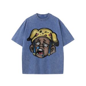 Vente en gros 100% coton T-shirt pour homme personnalisé rétro délavé à l'acide style surdimensionné Hip Hop Fit tissu tricoté - Product Image 5