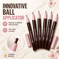 Crayon à lèvres marron longue tenue et anti-bavures avec logo personnalisé, enrichi en vitamine E, applicateur à bille arrondi en tube marron