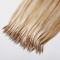 Extensions capillaires Nano Tip Premium en cheveux humains vierges russes Remy, double épaisseur, extensions à anneaux Nano, mèches blondes