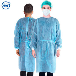 एसजे उच्च गुणवत्ता डिस्पोजेबल पीपी + पीई चिकित्सा सर्जरी सुरक्षात्मक कपड़े डॉक्टर नर्स Nonwoven अलगाव गाउन - Product Image 5