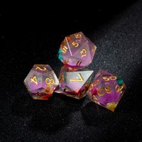 Ensemble de dés DND Purple Galaxy Liquid Core, 7 pièces, dés polyédriques en résine faits à la main pour les jeux de rôle sur table Dungeons & Dragons