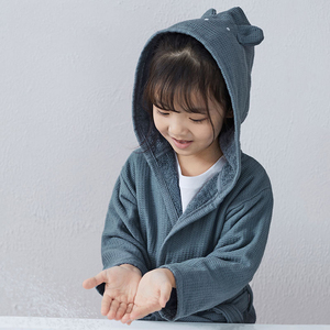 Nuovo Morbido <span class=keywords><strong>Accappatoio</strong></span> con Cappuccio per Bambini 100% <span class=keywords><strong>Cotone</strong></span>, Motivo Animale, Traspirante, Manica Lunga, Pigiama Autunnale per Ragazzi e Ragazze - Product Image 6
